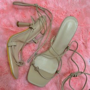 Tan lace up heels